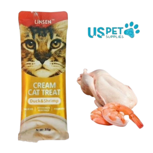 بستنی گربه لینسن یو اس پت طعم اردک و میگو ۵۵ گرمی